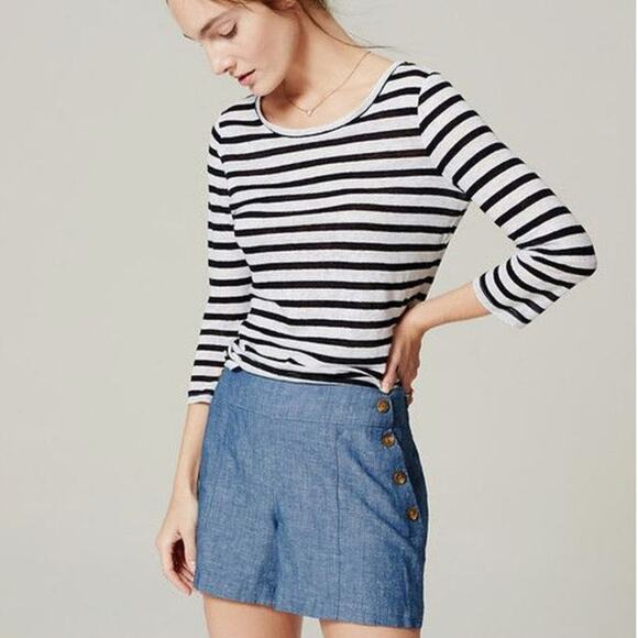 LOFT Riviera 4 Inch Shorts in Chambray - Picture 6 of 8